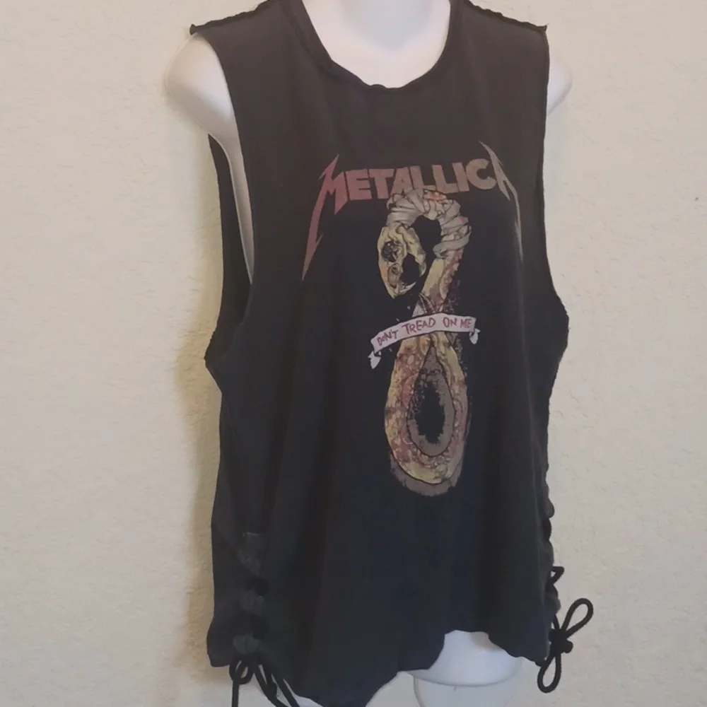 Top Shop Metallica Graphic "Don't Tread On Me" Muscle Tee Size US 8 - Picture 2 of 11